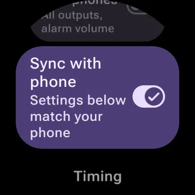 The Sync with phone switch on the watch